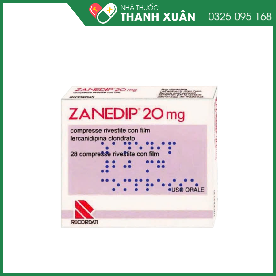 Zanedip 20mg - Điều trị tăng huyết áp vô căn từ nhẹ đến vừa